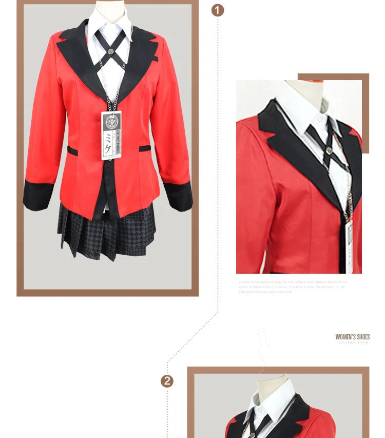 Kakegurui Compulsive Gambler Runa Yomozuki Kakegurui Cosplay Costume Runa Yomozuki Coat Jabami Yumeko Cosplay Costume and wig