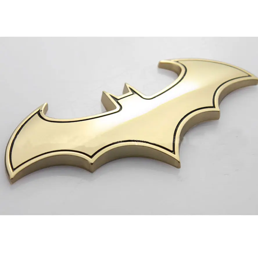 

3D Metal Golden Gold Bat Batman Emblem Stickers Car Trunk Fender Badge Decal Decoration Car-Styling Sticker