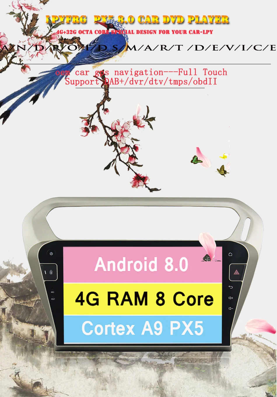 Top 10.1" Android 9.0 Octa Core RAM 4GB Car DVD Player for Peugeot 301 for Citroen Elysee GPS navigation Radio BT WIFI Tape Recorder 1