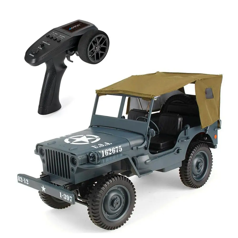 1:10 классический 4WD пульт дистанционного управления военный Jeep 2,4G RC внедорожный автомобильный транспортер-6 армейские игрушечные модели автомобилей с навесом светодиодный - Цвет: Синий