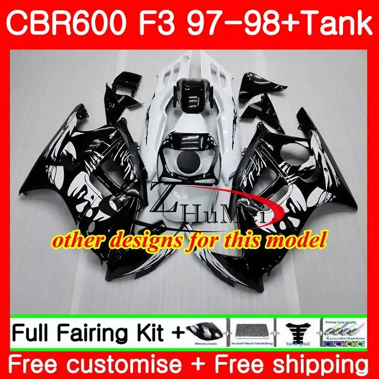 Корпус для HONDA CBR600F3 CBR600RR F3 CBR 600F3 FS 47SH7 CBR600 F3 97 98 фиолетовый белый CBR600FS CBR 600 F3 1997 1998 обтекатели комплект