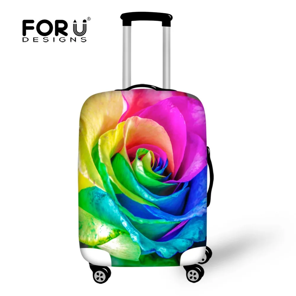 Stylish Travel Suitcase Protector Cover Colorful Floral Print Luggage