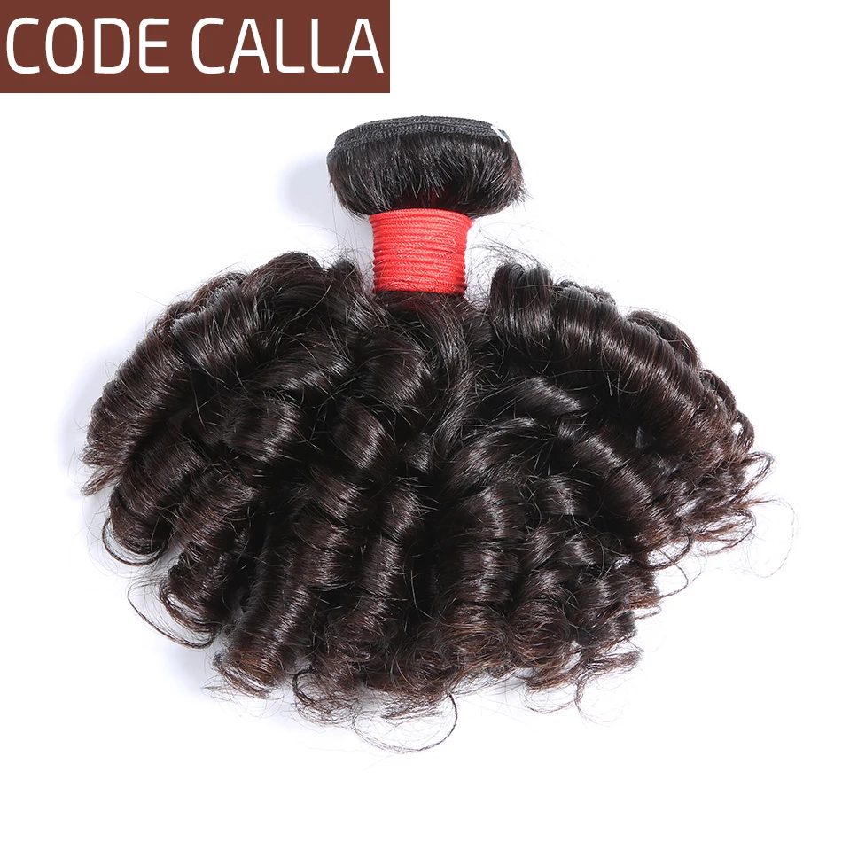 

Code Calla Brazilian Pre-colored Raw Virgin Human Hair Extensions 1 3 4 Bundles Bouncy Curly Natural Dark Brown and Black Color