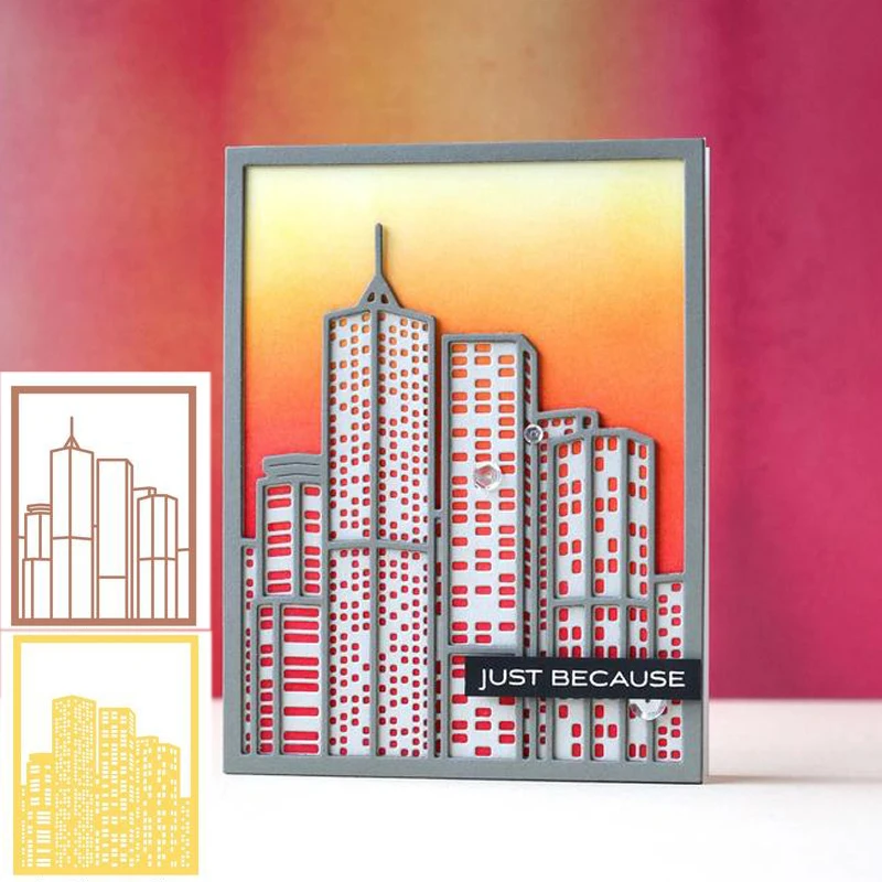 

Rectangle Buildings Shape Metal Cutting Dies Stencil For Scrapbooking Album Embossing DIY Gift Card Handcrafts Templates Model