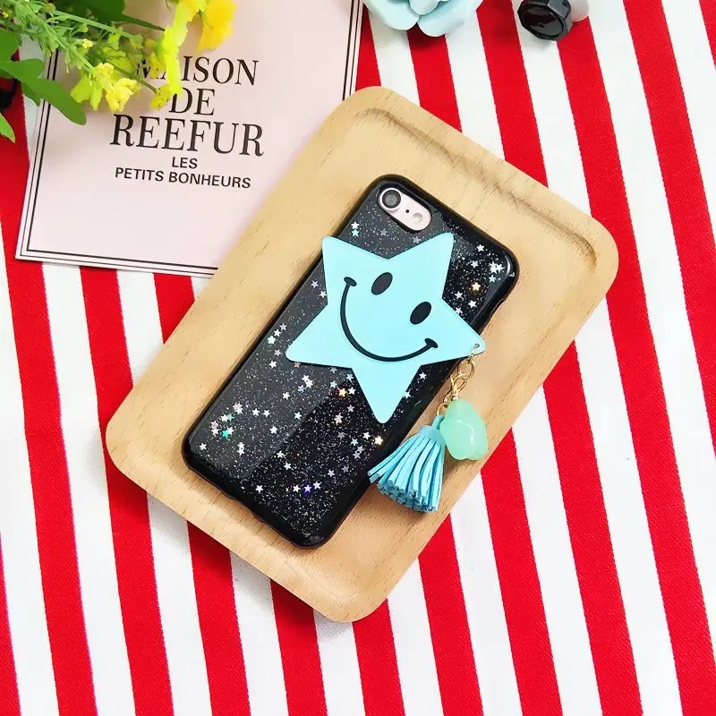 Роскошные звезды кисточкой кулон case для iphone 7 plus прекрасный мультфильм задняя