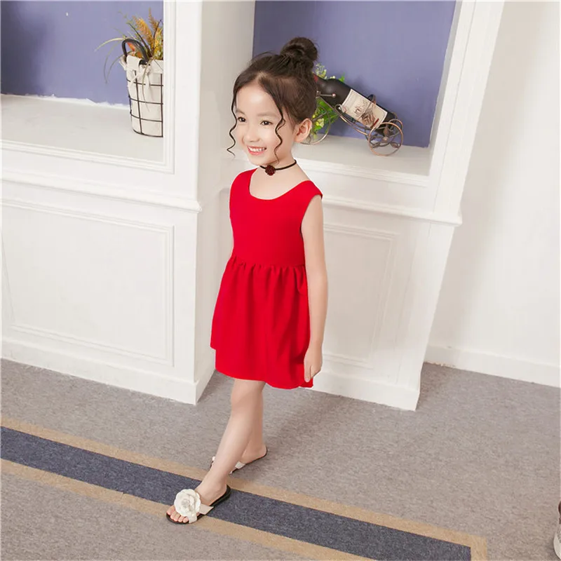 Beautiful Sling Princess Dresses Kids Red Color Back Black Butterfly Strap Cotton Dresse Baby Girls Clothes Children's Clothing04