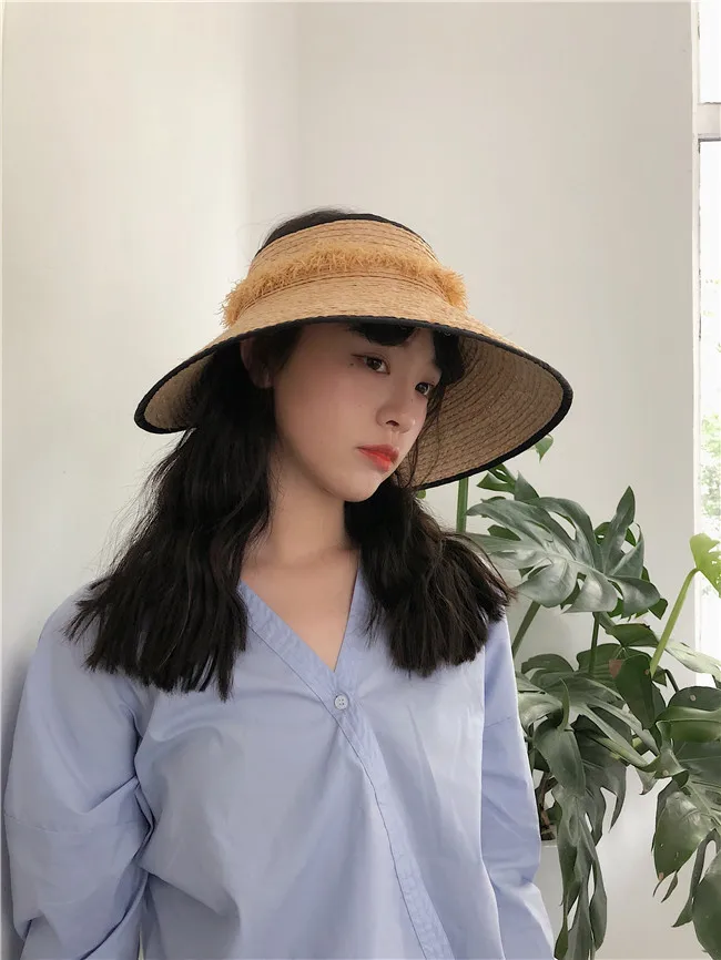  Sun hat summer hat for women beach hat ladies straw  raffia hat sun visor hat women sun visor straw raffia sun visor caps (8)