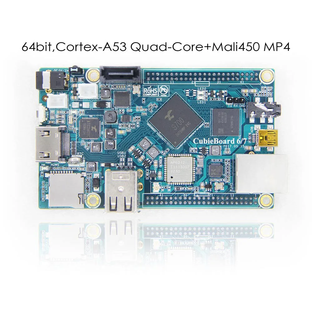 Cubieboard7 действия SOC S700 ARM Cortex-A53 четырехъядерный 2G LP DDR3 8G eMMC макетная плата/android/linux/с открытым исходным кодом