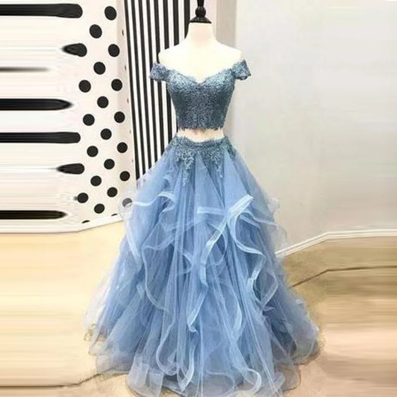 Two Pieces Robe De Soiree Evening Dress Long Lace Tulle Party Gowns Evening Gowns Abendkleider Vestidos Noche Fiesta Two Pieces Robe De Soiree Evening Dress Long Lace Tulle Party Gowns Evening Gowns Abendkleider Vestidos Noche Fiesta
