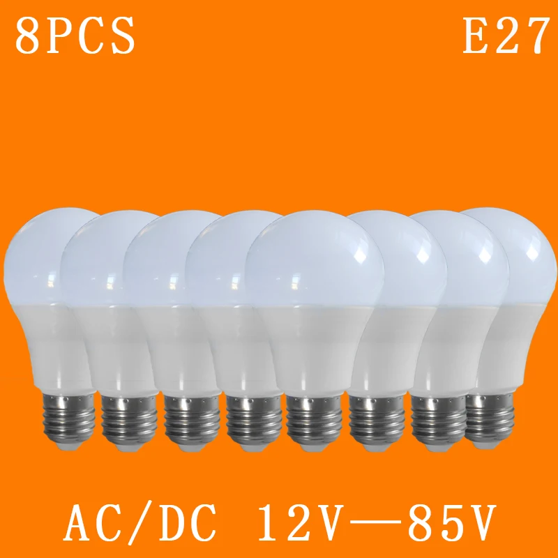 8 шт./лот E27 Светодиодный светильник AC/DC 12 v, 24 v, 36 v, 48 v, 3 Вт/5 Вт/7 Вт/9 Вт/12 Вт/15 Вт светильник ing внутренний светодиодный светильник Холодный белый алюминиевый светильник