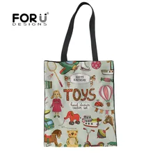 FORUDESIGNS, милые сумки для девочек с принтом, многоразовые сумки для покупок, женские складные сумки для хранения продуктов, модные повседневные сумки