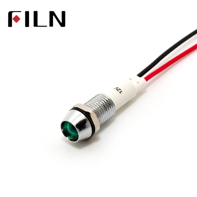 10mm Red Yellow Blue Green LED Metal Indicator Light Waterproof IP67 Signal Lamp 3V 5V 6V 9V 12V 24V 110V 220V  White Pilot Seal (6)