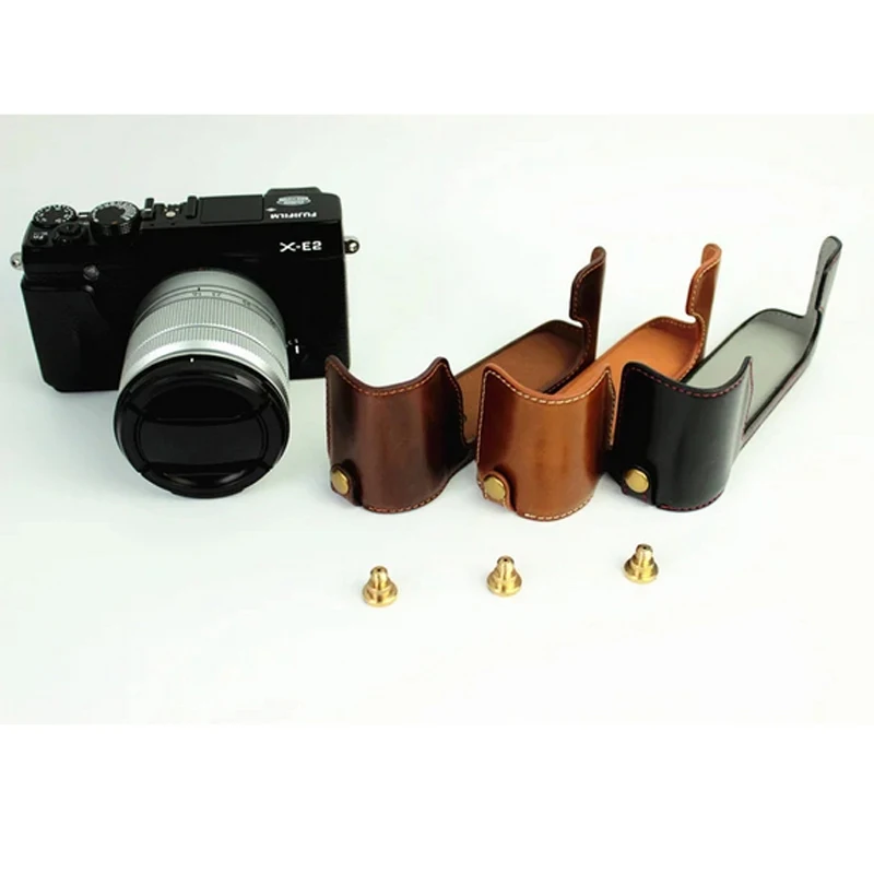 

Fashional Camera Bag Bottom Case For Fujifilm Fuji Finepix X-E1 XE1 X-E2 XE2 Leather Half Body Set Cover With Battery Opening
