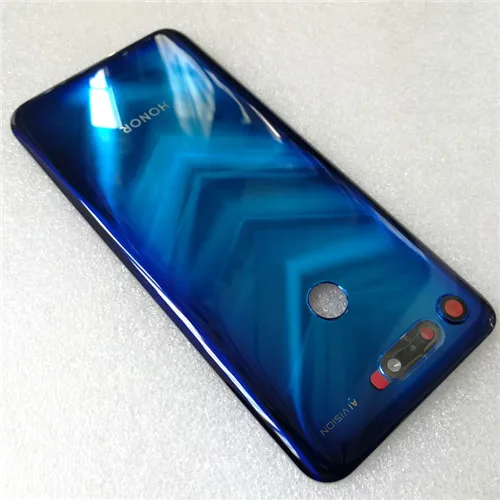 Honor View 20 задняя крышка батарейного отсека+ стекло для камеры для huawei Honor V20 задняя Батарейная дверь запасные части для ремонта - Цвет: Huanying Blue