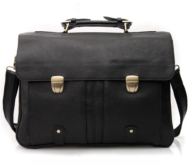 men's leather briefcase men genuine leather briefcases for 15 laptop briefcase tote business Case male man messenger bag Black