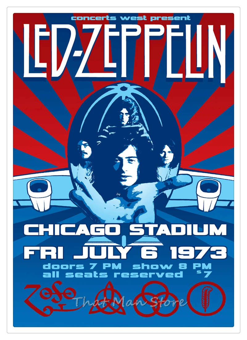Led Zeppelin белая крафт-бумага рок плакат классический старый постер музыкальной группы часть 2 42*30 см