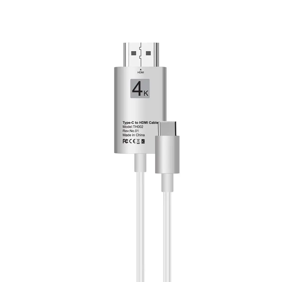 

5pcs Silver 2M Portable Type C To Conversion Cable 4K 30HZ Zinc Alloy Converter For Samsung S8 For MacBook For HTC ULTRA