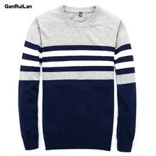 Мужской свитер, Новое поступление, Повседневный пуловер для мужчин, осенний, круглый вырез, в стиле пэчворк, качественный, вязанный, брендовый, мужской свитер, B0275