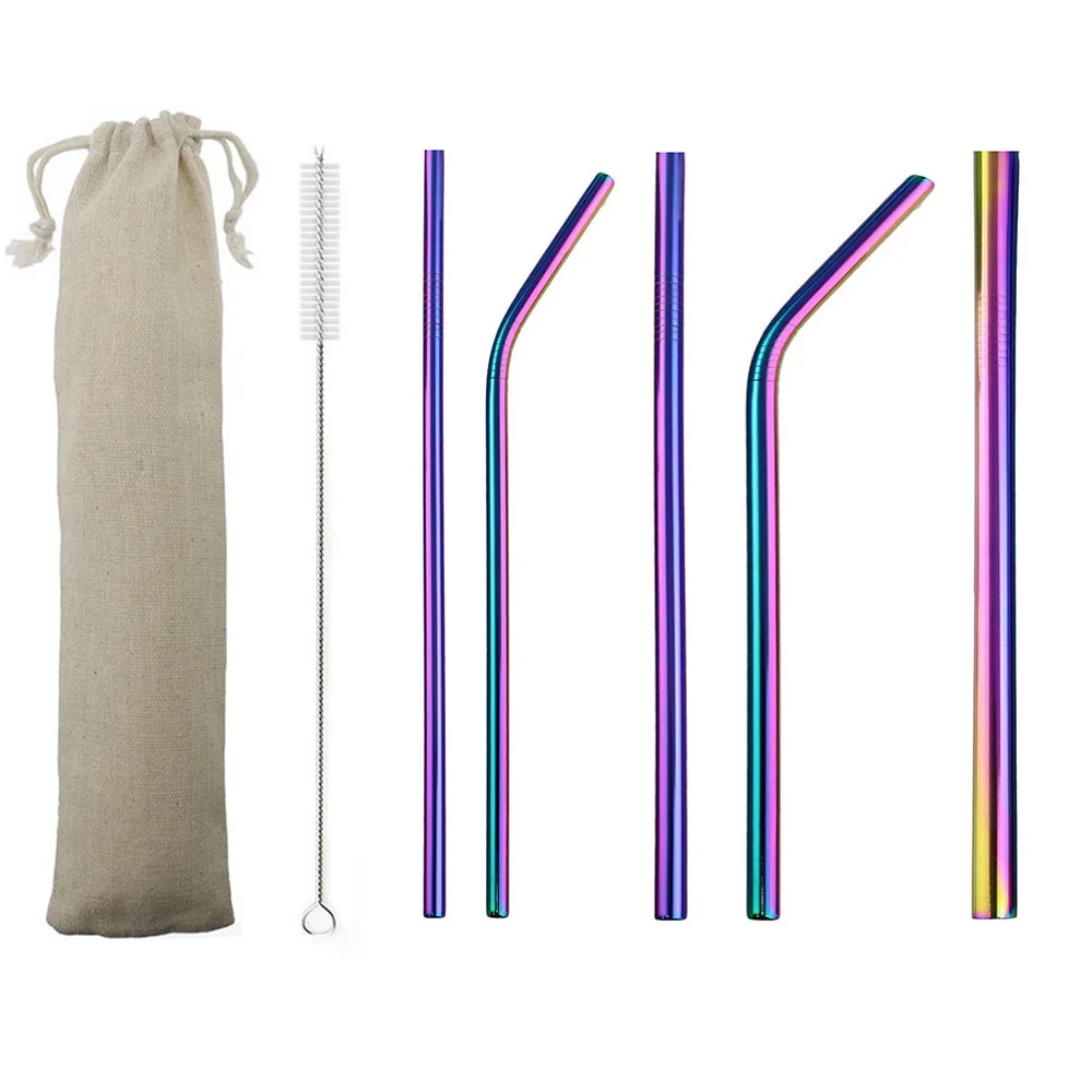 Uniturcky 5Pcs Reusable Straw Colorful Drinking Straws Metal Straw