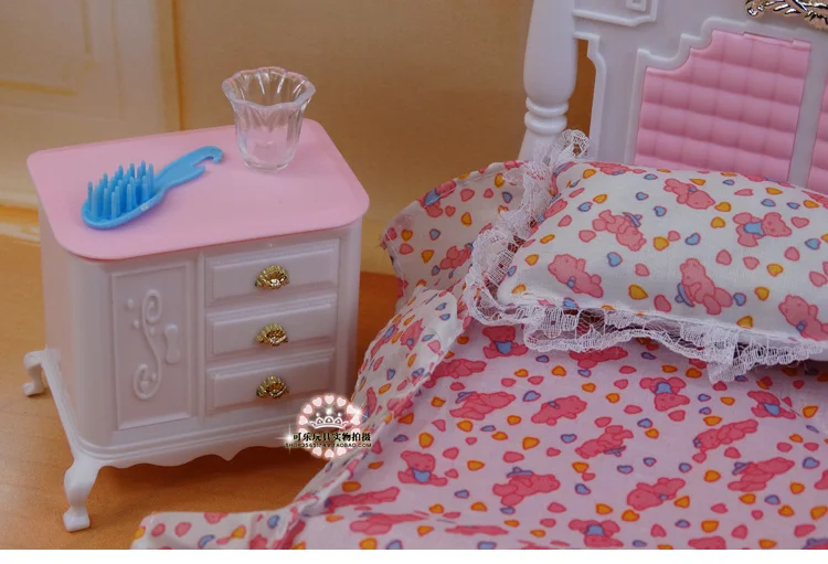 de aniversário brinquedos diy rosa princesa cama armário da boneca acessórios