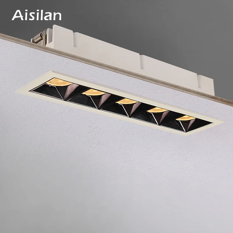Aisilan led решетка потолочного точечного света простой встроенный светильник линейные светильники COB Квадратные потолочные светильники без основных огней CREE CRI - Испускаемый цвет: Natural White 15W