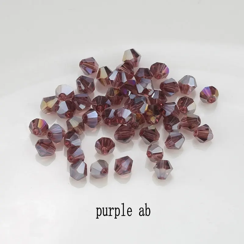 Купите 1 и получите 1 бесплатно 4 мм блестящие хрустальные бусины Bicone Beads стеклянные бусины Свободные разделительные бусины - Цвет: purple ab