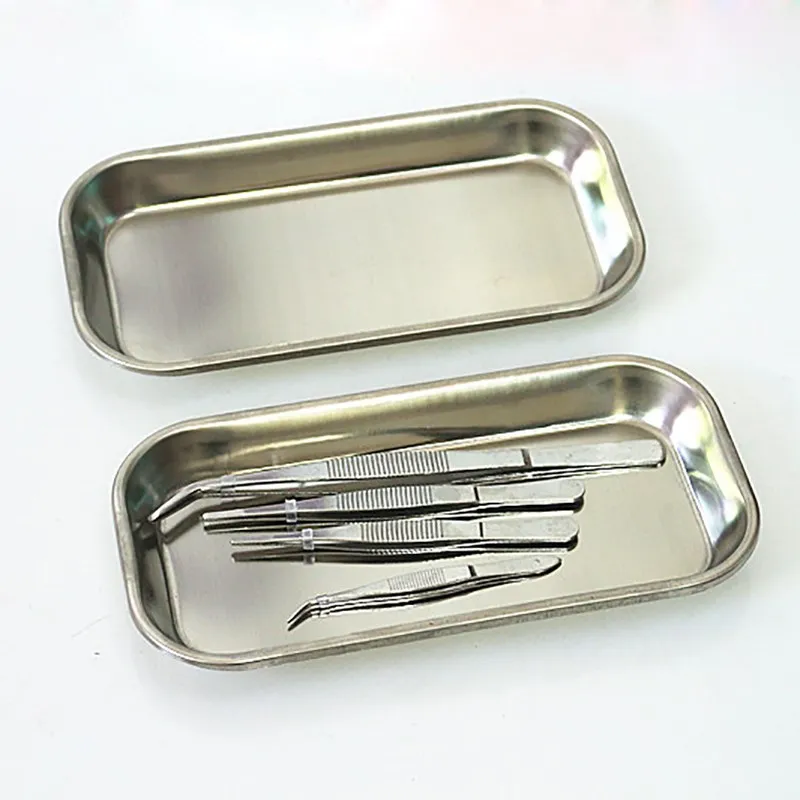 

New Stainless Steel Dental Instruments Storage Box Lab Instrument Dental Tray No Cover Tattoo Sterilization Tools Middle Size
