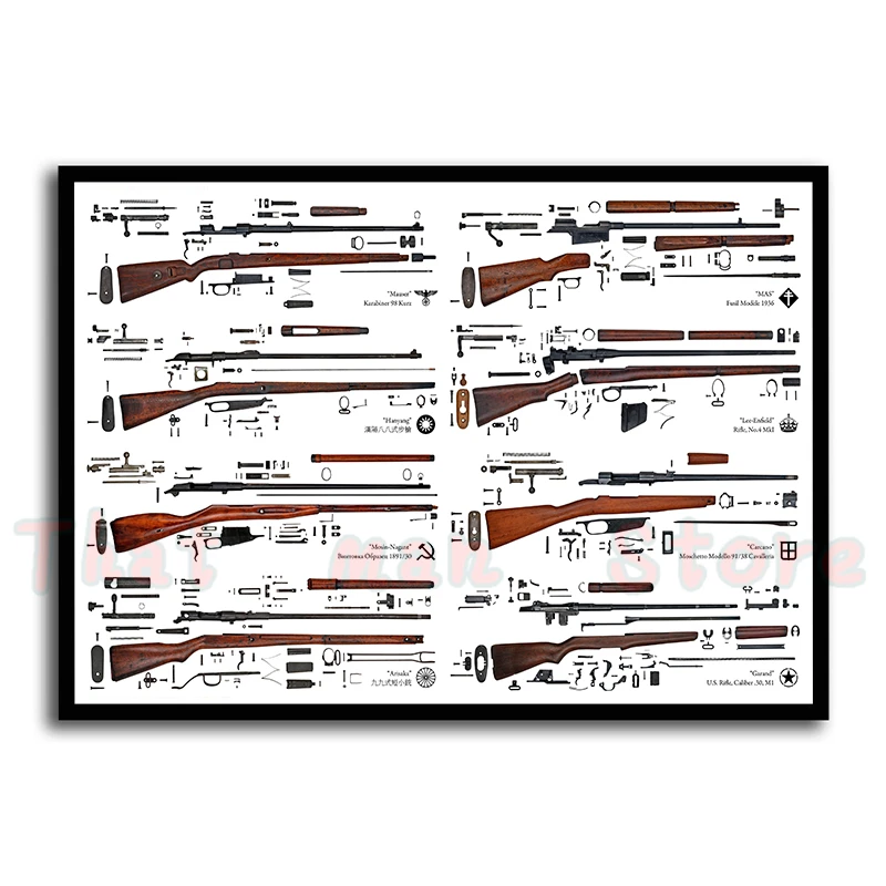 Высокое разрешение печати всемирно известные плакаты с изображением оружия Военные Вентиляторы белый картон плакат декоративной живописи стикер стены без рамки