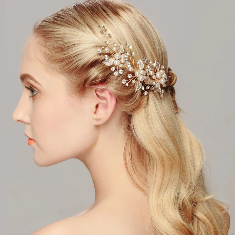 3pc/lot Handmade Bridal Hairpins With Crystals Pearl Wedding Hair Pins