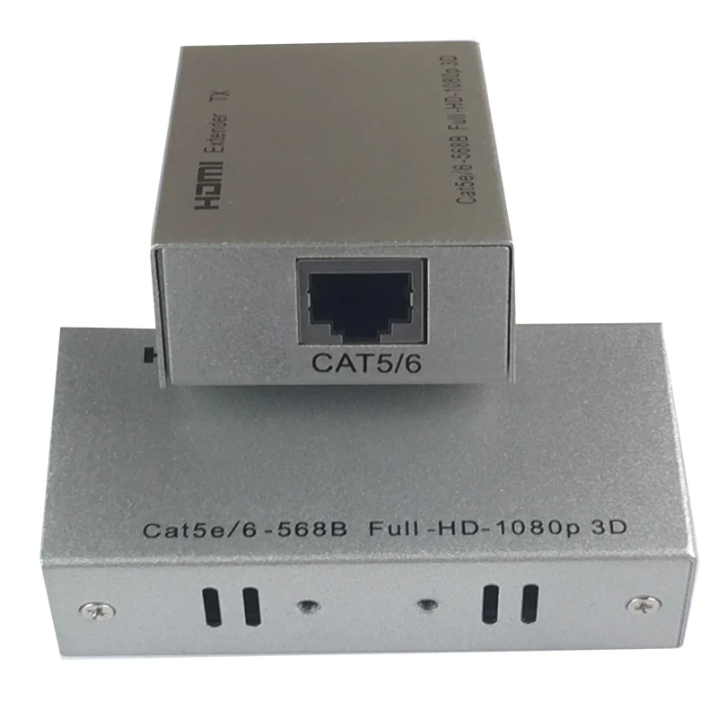 HDMI удлинитель по одной cat5e/6 кабеля до 60 м/30 м с двойной источника питания 3D и полный HD1080P поддерживается