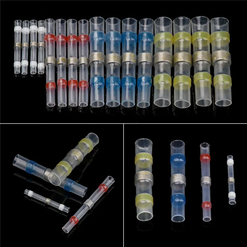 

100Pcs Waterproof Heat Shrink Solder Terminals Seal Soldering Sleeve Butt Cable Wire Connectors Splice Terminal 4 Color