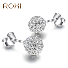 Ювелирные изделия из стерлингового серебра ROXI, серьги-гвоздики для женщин, модные белые женские серьги с кристаллами, свадебные серьги, ювелирные изделия