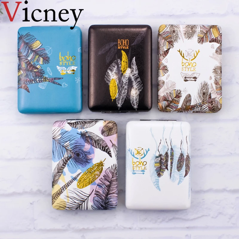 

Vicney 1Pcs Girls Makeup Mirror Fashion Creative Leaves Folding Portable Pocket Cosmetic Make-Up Cute Square Shape Hand Mirror