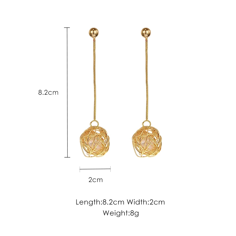 

925 silver needle retro temperament artificial pearl tassel earrings female long atmospheric earrings female