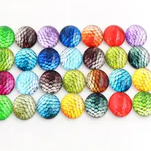 50pcs/Lot 12mm Fish scale Photo Glass Cabochons Mixed Color Cabochons For Bracelet earrings necklace Bases Settings-E6-26