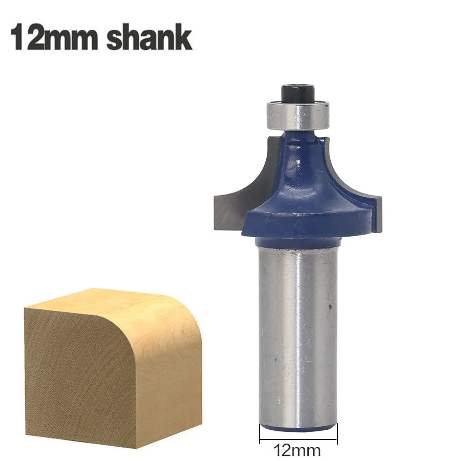 

1pc 12mm Shank Two Flute Carbide Corner Round-Over Edging Router Bit With Ball Bearing Tungsten Milling Cutters For Wood