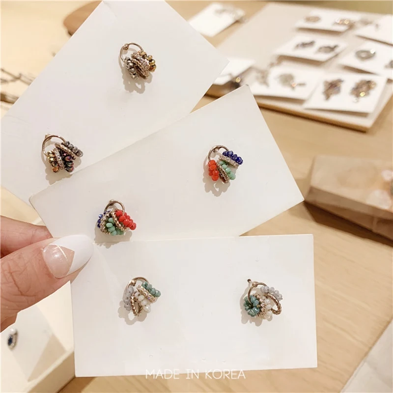 MENGJIQIAO новинка 2019 корейские милые Стразы круглые серьги гвоздики для женщин