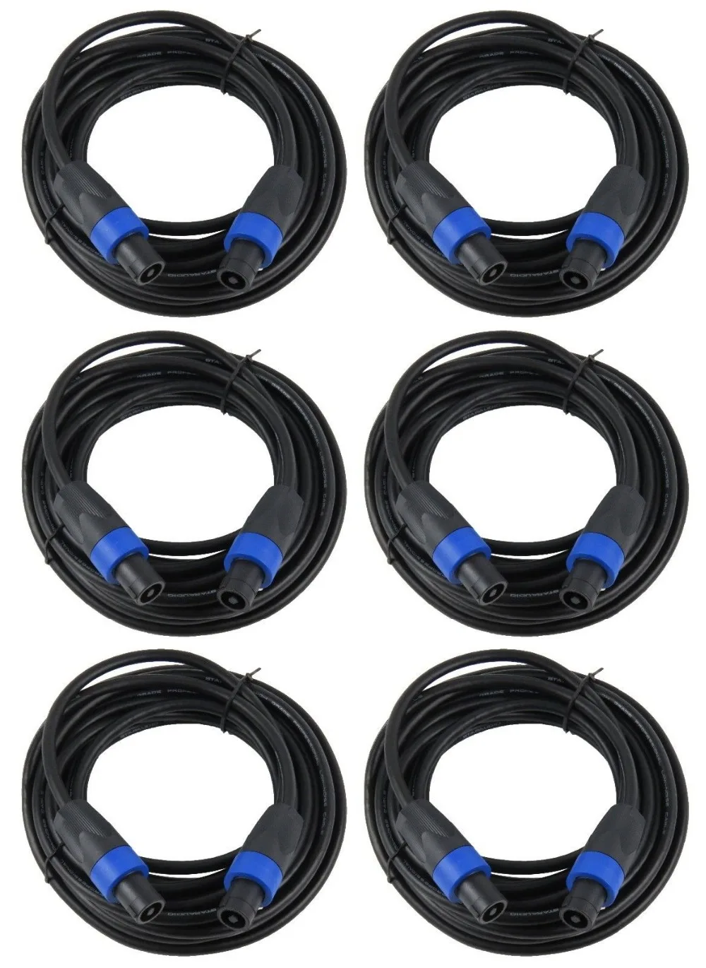 STARAUDIO 6Pcs 25 Ft(7.5M) 12 Gauge Wire AWG Speaker to Speaker Pro DJ