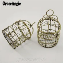 GraceAngie, 2 шт., натуральный Романтический деревенский стиль, изысканная состаренная бронза, пустотелая клетка для птиц, тип Iro, подвеска, подвески, аксессуары