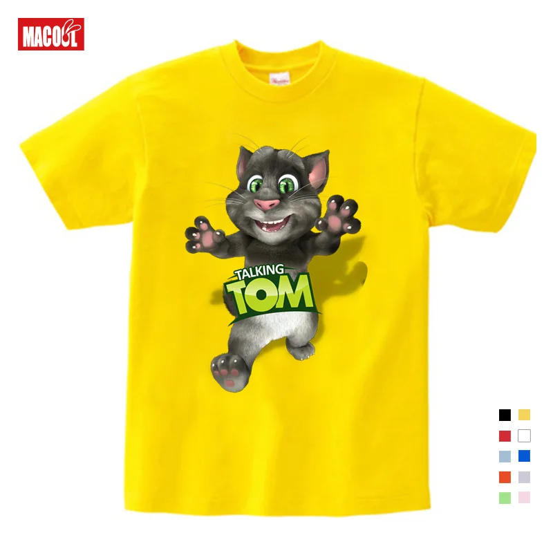 Г. Детская Хлопковая футболка с рисунком из мультфильма летняя Удобная футболка с рисунком говорящего кота для мальчиков и девочек От 3 до 15 лет