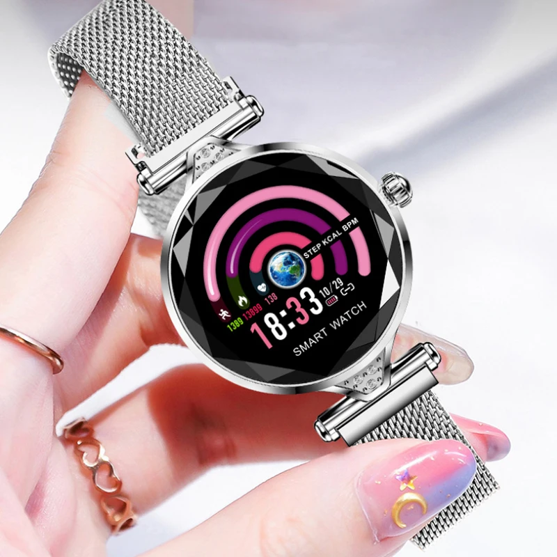 

Women's Watch Color Screen Female Smart Bracelet Heart Rate Blood Pressure Sports Monitoring Stainless Steel Magnetic Strap
