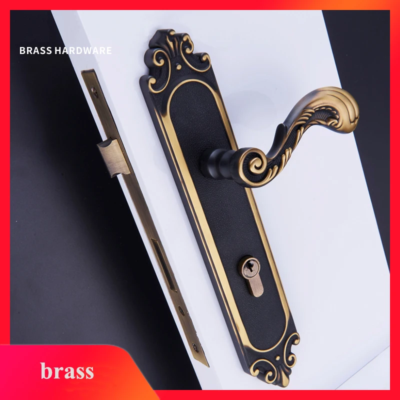 

1 SET/European style/Brass Handle Door Lock Silent Locker Handle Door Lock for Home Security Interior Lockset Door Hardware