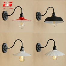 Aplique de pared negro Retro, iluminación de cuello de cisne, luces de espejo de Granero, accesorios industriales, luz de pared Led, lámpara de pared Vintage E27 ZBD0019