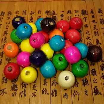 

4/6/8/10/12/14/16/18/20MM In A Lot DIY Jewelry Findings Round Shape Beads Mix Color Wooden Beads Bracelet Department