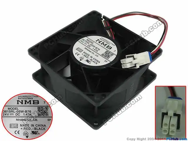 NMB-MAT 3615RL-05W-B76 EQ2 DC 24V 1.47A 90x90x38mm 4-wire Server Square Fan NMB-MAT 3615RL-05W-B76 EQ2 DC 24V 1.47A 90x90x38mm 4-wire Server Square Fan