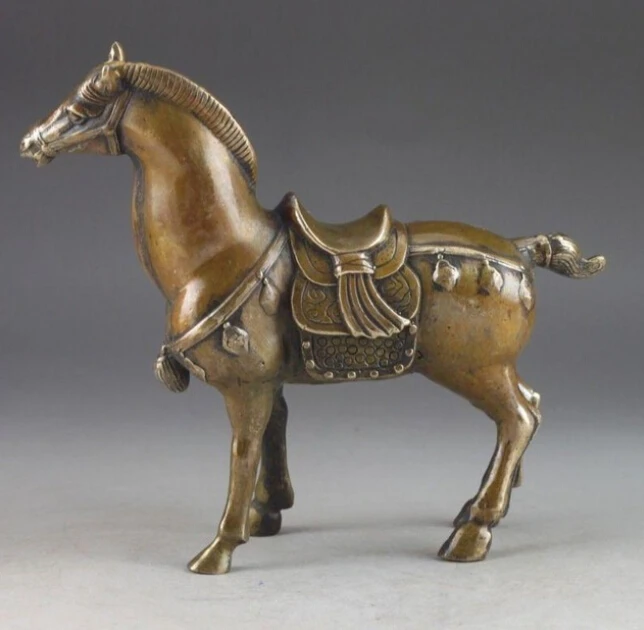 Chinese Old Brass Handwork Rare Collectible  Exquisite Antique Fine Horse Statue 