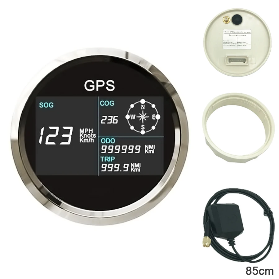

New 85mm Digital GPS Speedometer Total mileage adjustable GPS Blind area Odometer Compensation Spiral Shell