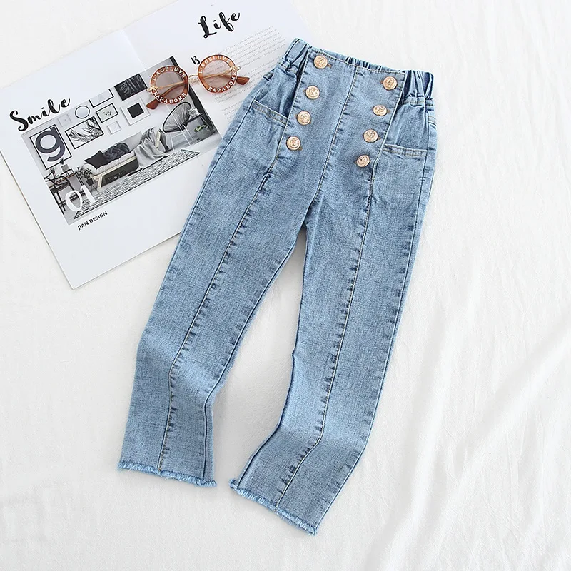 

2019 New Spring Item Girl Fashion Jeans Pant With Buttons Design