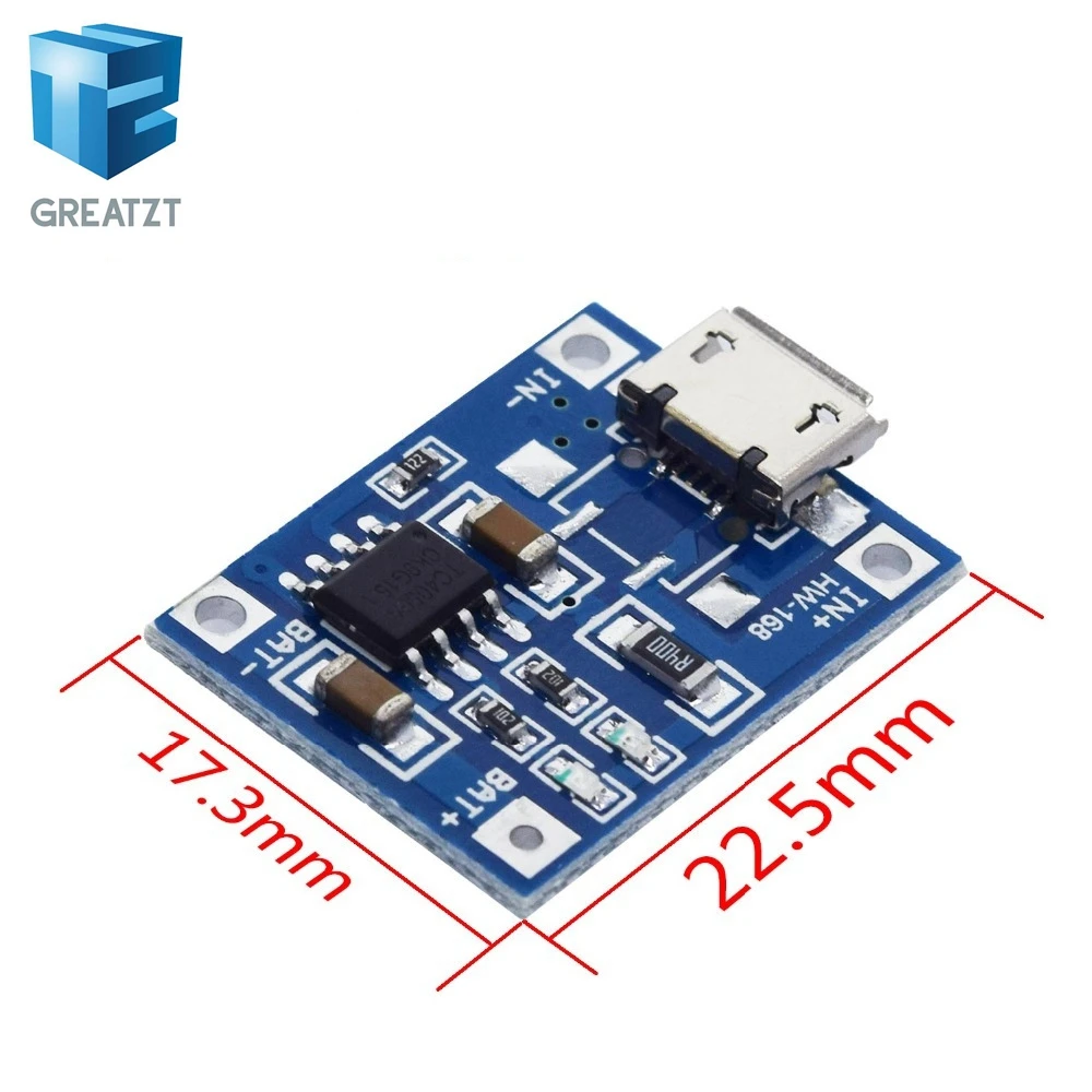 GREATZT type-c/Micro USB 5V 1A 18650 TP4056 модуль зарядного устройства литиевой батареи зарядная плата с защитой двойные функции 1A L