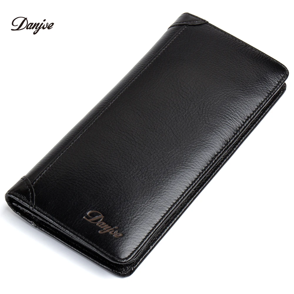 

DANJUE Men's Wallets Genuine Leather Long Purse Man Soft Leather Clutch Money Bag Business Male Card Holder Leisure Phone Wallet